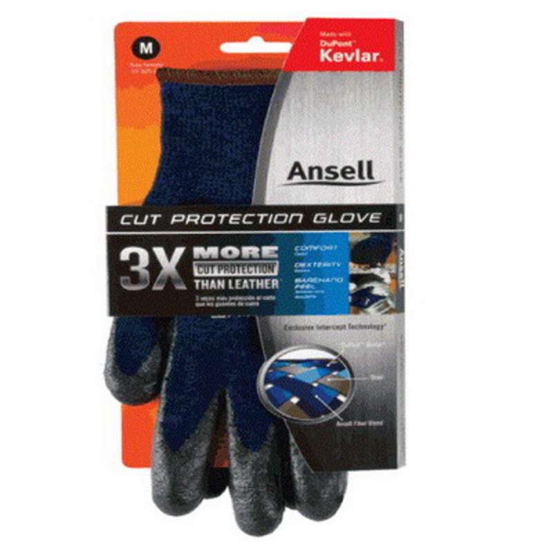 Ansell® 97-505 Knitwrist Foam Nitrile Cut Resistant Glove, Medium, Black/Blue  12 Pairs per Bag